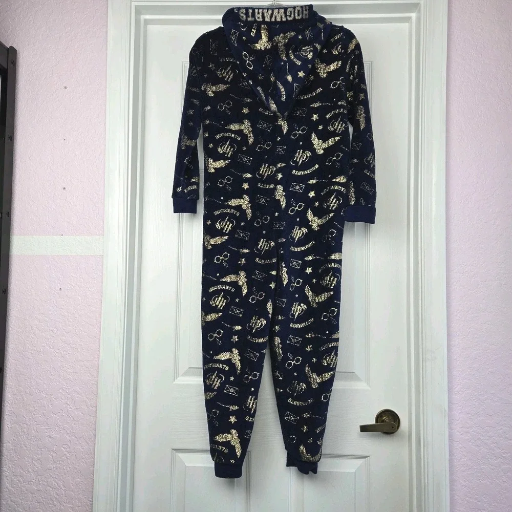 Harry Potter Hogwarts Hedwig‎ Pjs All In One Pajamas Kids Size 10/11 Union Suit